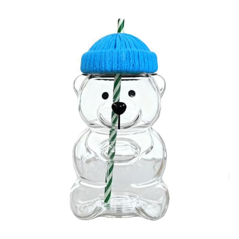 Bear Shaped Glass Straw Cup