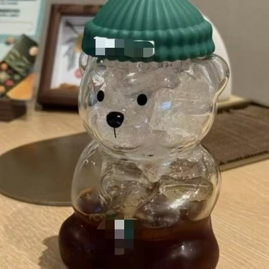 Bear Shaped Glass Straw Cup