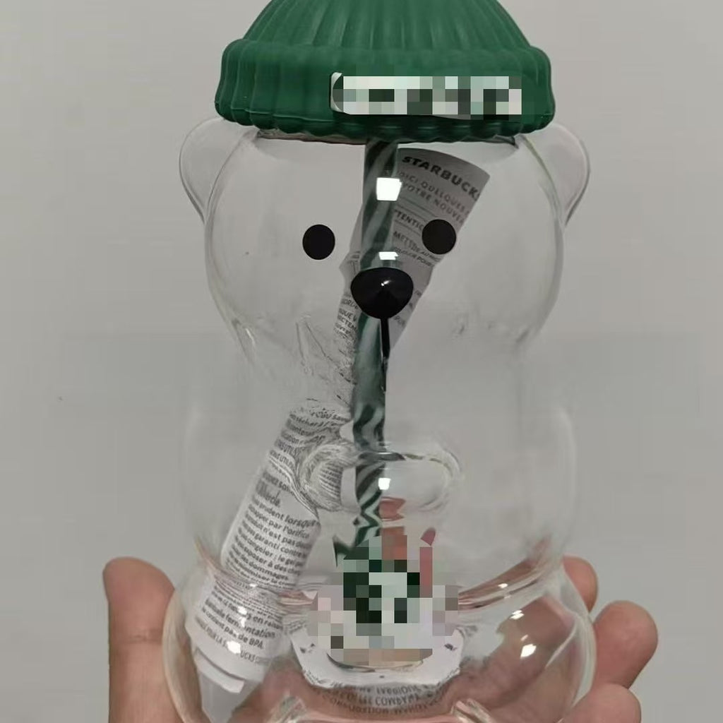 Bear Shaped Glass Straw Cup