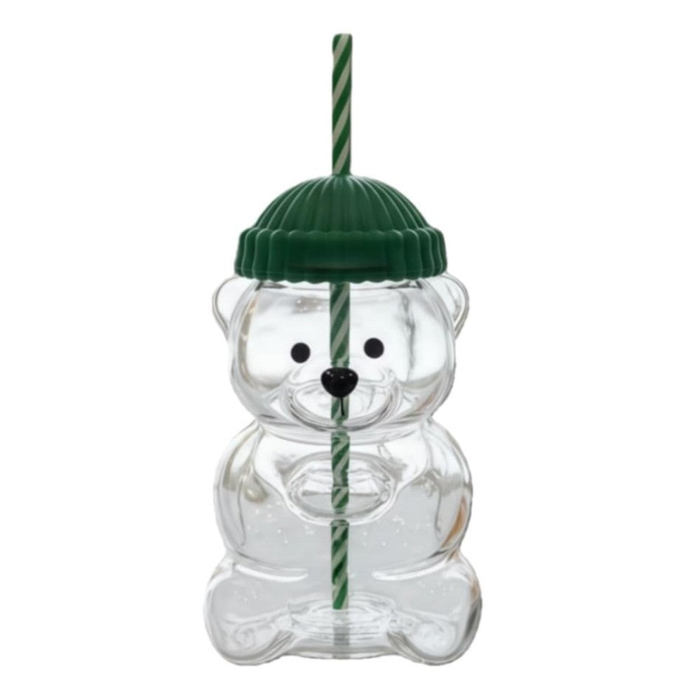 Bear Shaped Glass Straw Cup